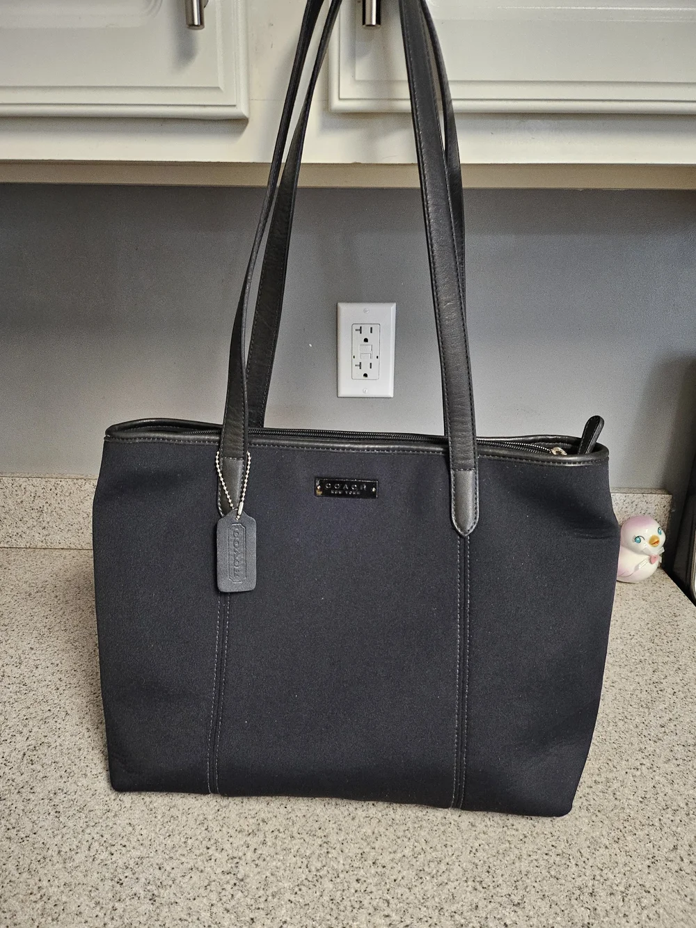 Coach Black Tote Bag with Leather Trim Vitage